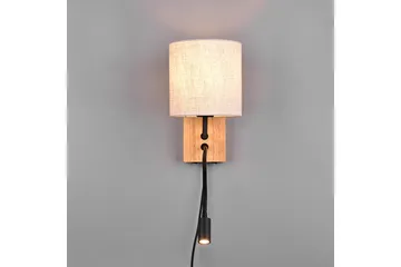 Nilam Vägglampa med läslampa 18 cm LED + E27 trä - Trä/Beige - Products - Belysning - Lampor & belysning inomhus - Sovrumslampa - Sänglampa - Sänglampa vägg