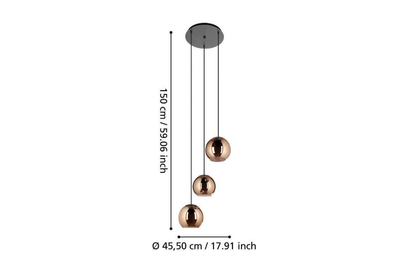 Takpendel Eglo Cordoba Rondell Svart/Koppar med 3 Lampor - Products - Belysning - Lampor & belysning inomhus - Taklampa & takbelysning - Pendellampa & hänglampa