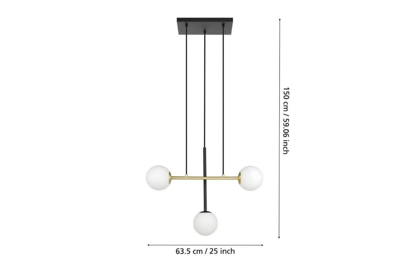 Takpendel Eglo Paz Opalvit/Svart Mässing med 3 Lampor - Products - Belysning - Lampor & belysning inomhus - Taklampa & takbelysning - Pendellampa & hänglampa