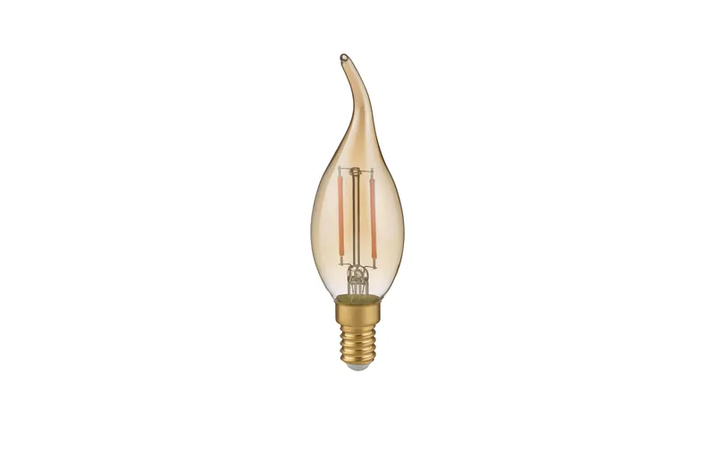 LK LED E14 filament kron/böjd top 4W 400lm 2700K brun 3-steg, Brun
