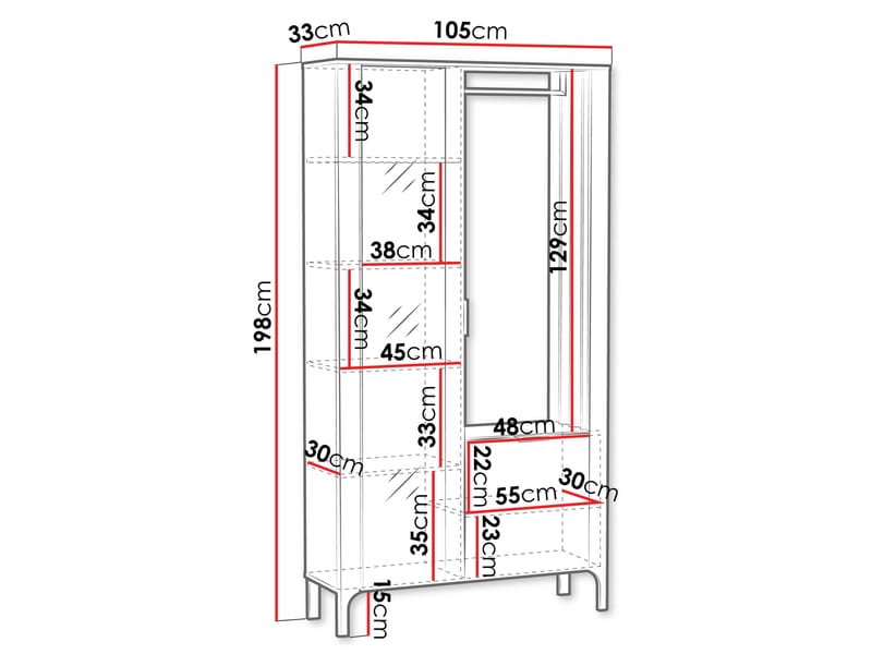 Aggarwal Garderob med Spegel 105 cm - Products - Förvaring - Garderober & garderobssystem