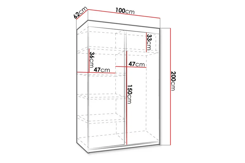 Dunkra Garderob m. Spegel 100x200 cm - Beige - Products - Förvaring - Garderober & garderobssystem