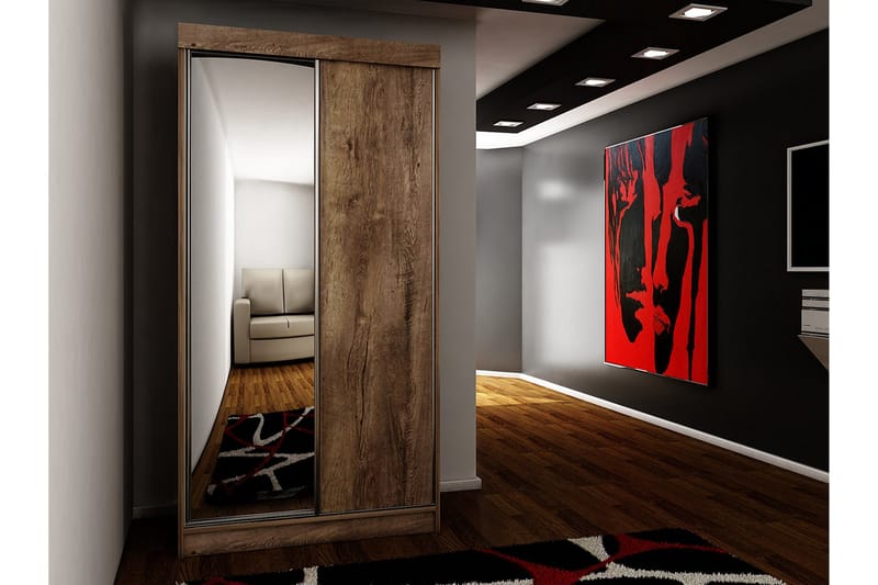 Dunkra Garderob med Spegel LED-belysning Blå 100 cm - Mörk Ask - Products - Förvaring - Garderober & garderobssystem