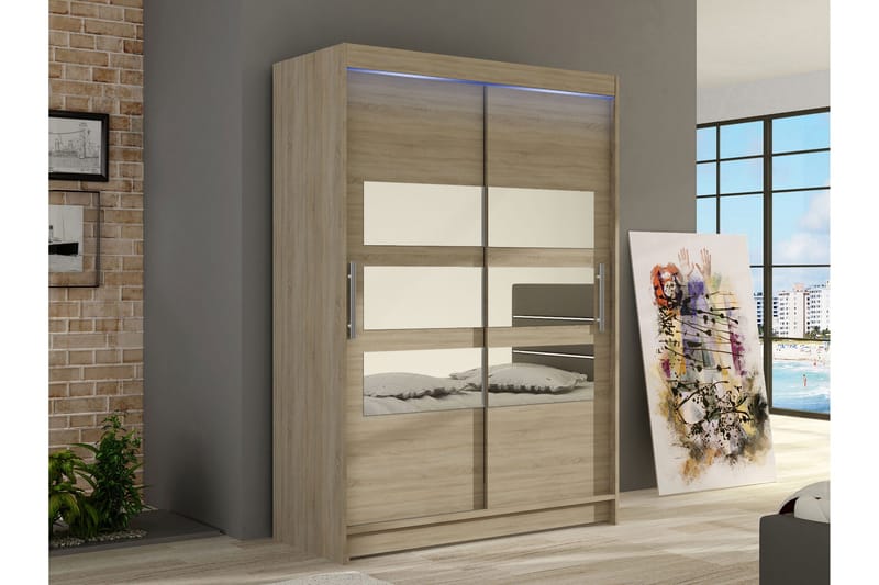 Estella Garderob med Spegel 120x200 cm - Beige - Products - Förvaring - Garderober & garderobssystem
