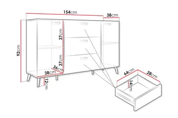 Akihiko Byrå 154 cm - Vit - Products - Förvaring - Förvaringsmöbler - Byrå