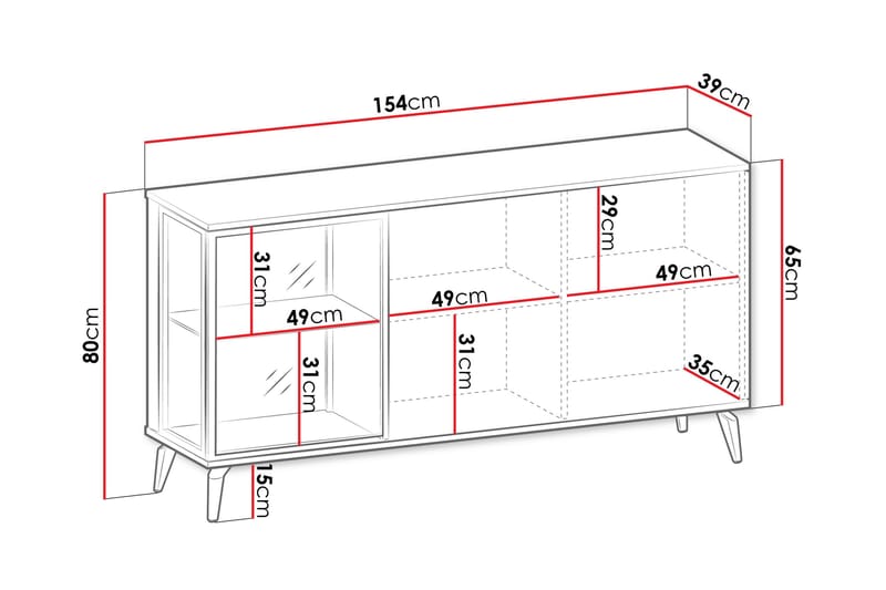 Akinari Byrå 154 cm - Brun/Beige - Products - Förvaring - Förvaringsmöbler - Byrå