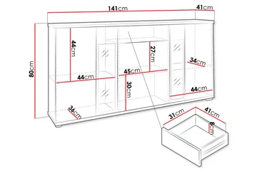 Bunta Skänk 141x41 cm - Svart/Vit - Products - Förvaring - Förvaringsmöbler - Sideboard & skänk