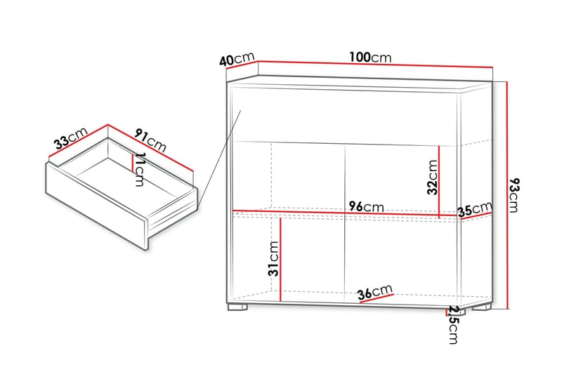 Agawal Byrå 100 cm - Vit - Products - Förvaring - Förvaringsmöbler - Byrå - Hallbyrå