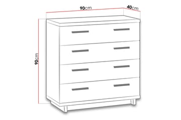 Ines Byrå 40x90 cm - Ek/Svart - Products - Förvaring - Förvaringsmöbler - Byrå - Hallbyrå