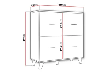 Kardos Byrå 45x110 cm - Natur/Svart - Products - Förvaring - Förvaringsmöbler - Byrå - Hallbyrå