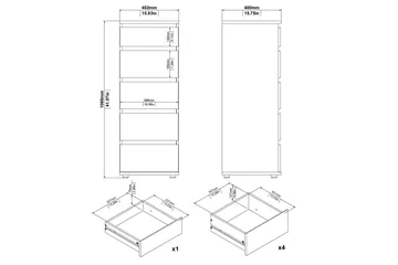 Rengo Byrå Smal 5 Lådor - Vit - Products - Förvaring - Förvaringsmöbler - Byrå - Hallbyrå