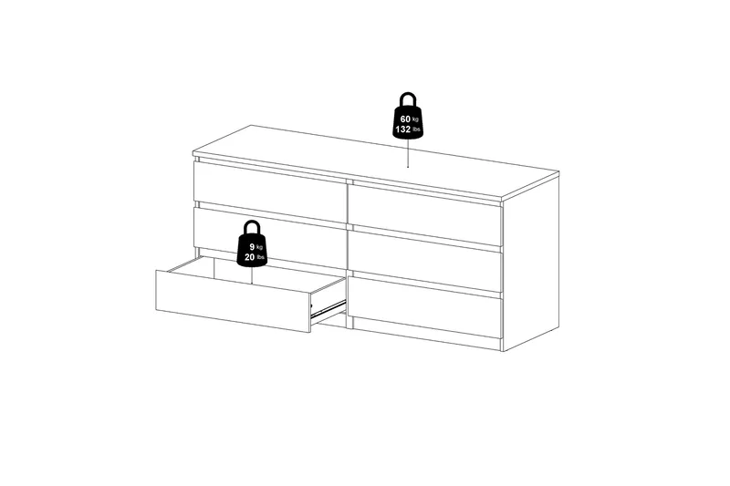 Salomns Byrå 50x154 cm - Vit|Grå - Products - Förvaring - Förvaringsmöbler - Byrå - Hallbyrå