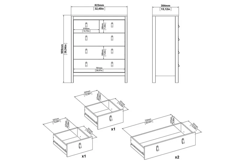 Vallvidera Byrå 82 cm - Vit - Products - Förvaring - Förvaringsmöbler - Byrå - Hallbyrå