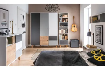 Concept Byrå Vit/Mörkgrå/Natur - VOX - Products - Förvaring - Förvaringsmöbler - Byrå