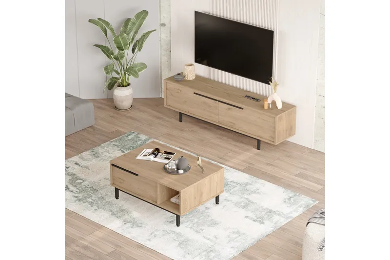 Erhan Möbelset För Vardagsrum - Ek - Products - Förvaring - Förvaringsmöbler - Möbelset för vardagsrum