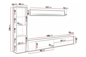 Galbally Möbelset För Vardagsrum - Vit - Products - Förvaring - Förvaringsmöbler - Möbelset för vardagsrum