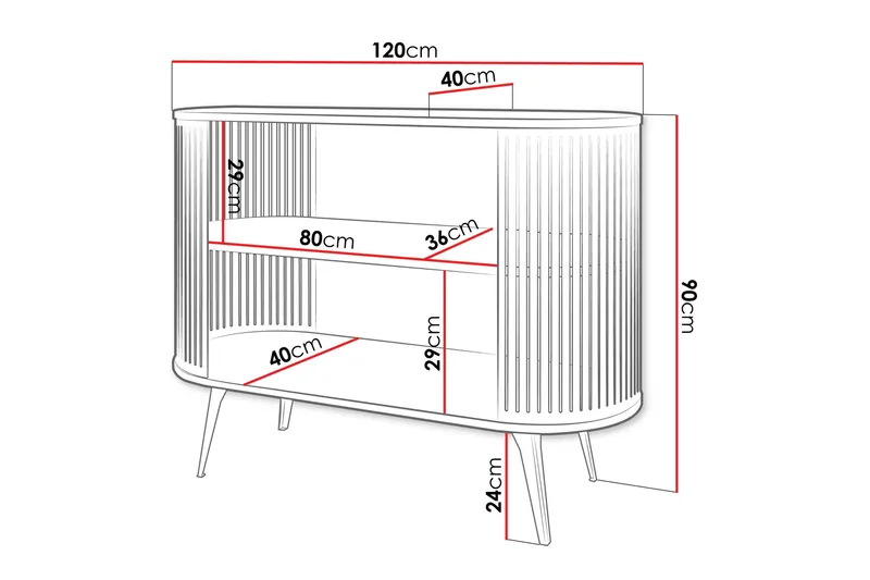 Galia Skänk 120x40 cm - Vit/Svart - Products - Förvaring - Förvaringsmöbler - Sideboard & skänk