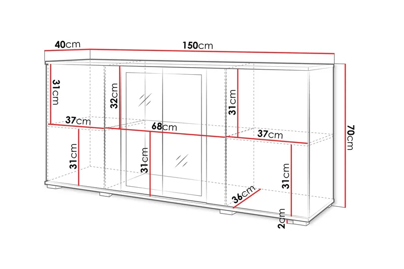 Gamal Skänk 150x40 cm - Vit/Rosa - Products - Förvaring - Förvaringsmöbler - Sideboard & skänk