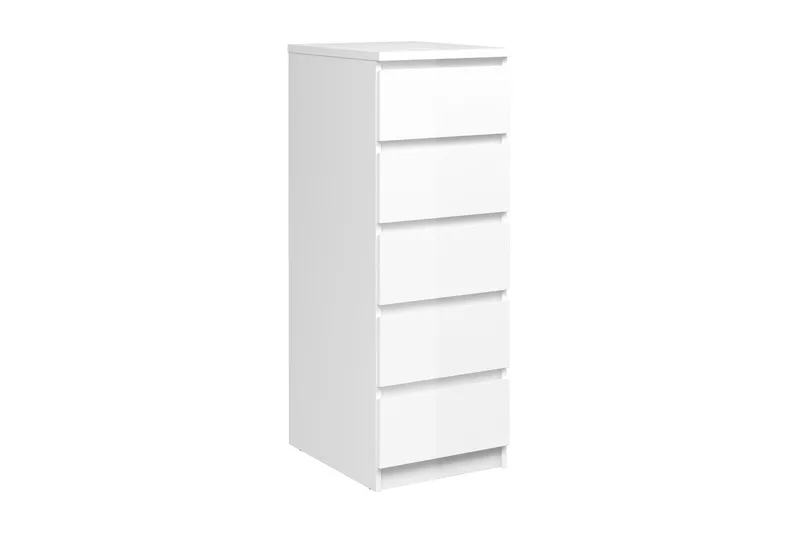 Naia Byrå 40 cm 5 Lådor - Vit/Högglans - Products - Förvaring - Förvaringsmöbler - Byrå