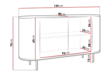Pantego Skänk 139x40 cm - Brun - Products - Förvaring - Förvaringsmöbler - Sideboard & skänk