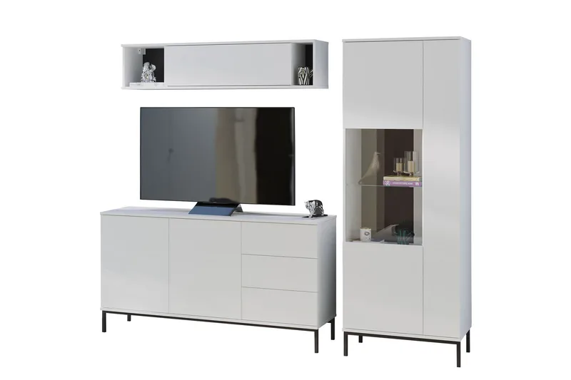 Querty Vardagsrumsset LED-belysning 4 Delar Vit LED - Vit - Products - Förvaring - Förvaringsmöbler - Möbelset för vardagsrum