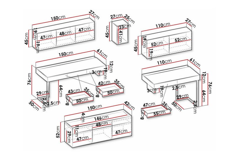 Rathmore Möbelset För Vardagsrum - Svart - Products - Förvaring - Förvaringsmöbler - Möbelset för vardagsrum