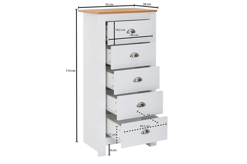 Seddik Sideboard 39 cm Rektangulär - Vit/Natur - Products - Förvaring - Förvaringsmöbler - Sideboard & skänk