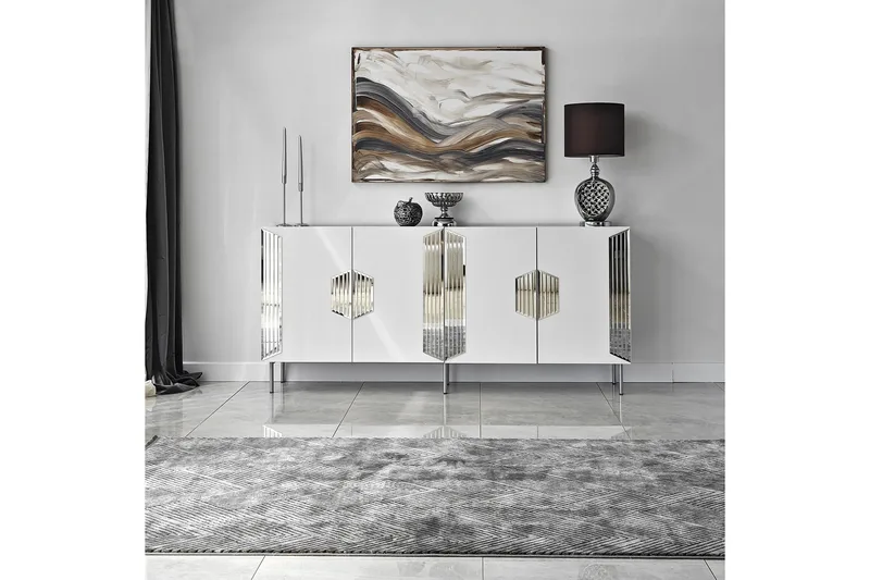 Stedum Konsollbord 180 cm, Vit/Silver