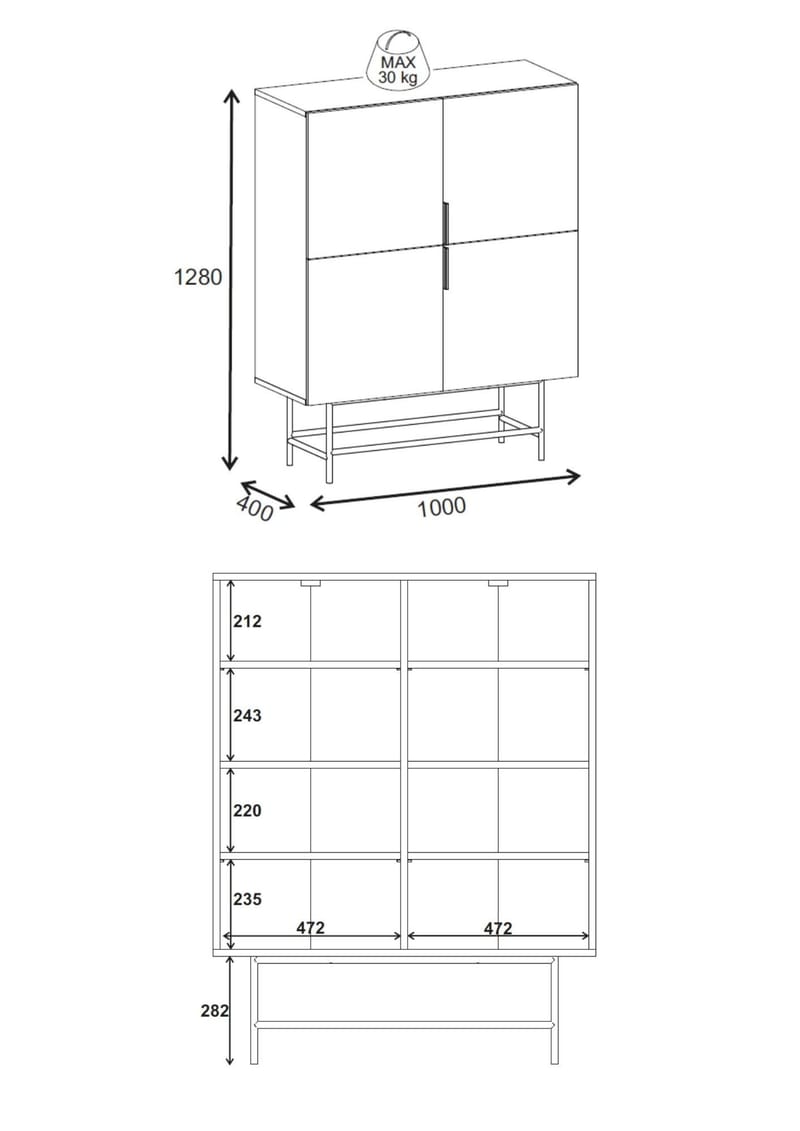 Truvia Sideboard 100x128x40 cm - Milano valnöt svart - Products - Förvaring - Förvaringsmöbler - Sideboard & skänk