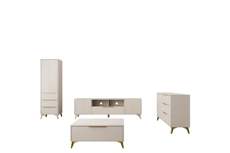 Vemdalen Möbelset För Vardagsrum, Sand beige