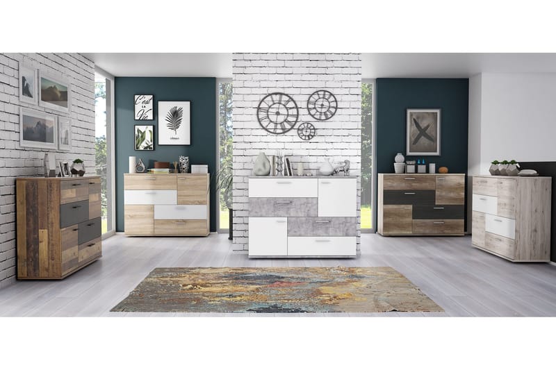 Waunifor Byrå 125 cm - Brun/Vit - Products - Förvaring - Förvaringsmöbler - Byrå