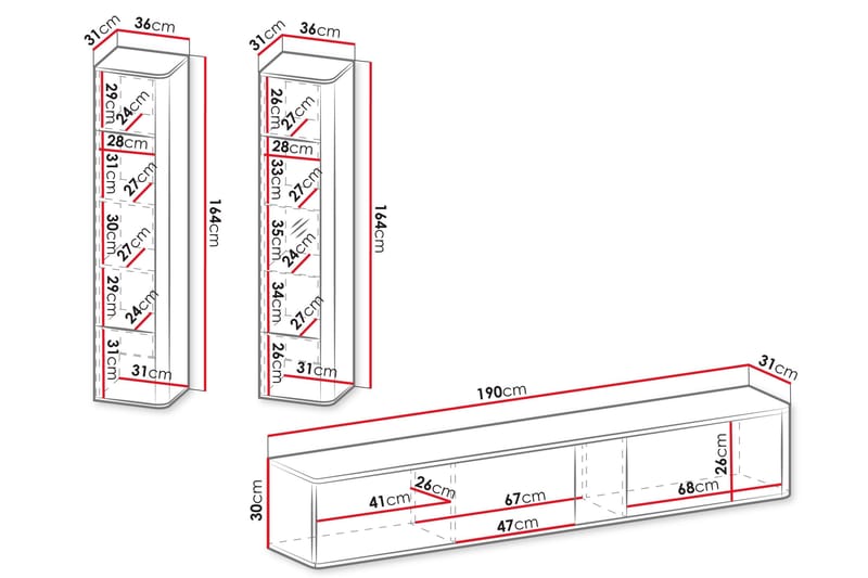 Zalricus Möbelset För Vardagsrum - Beige - Products - Förvaring - Förvaringsmöbler - Möbelset för vardagsrum