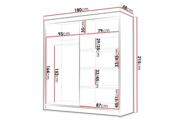 Chavez Garderob 180x215 cm - Vit - Products - Förvaring - Garderober & garderobssystem - Garderobsskåp