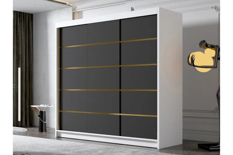 Dianna Garderob 200x215 cm - Svart/Vit - Products - Förvaring - Garderober & garderobssystem - Garderobsskåp