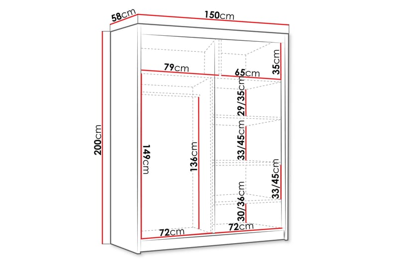 Emet Garderob 150x200 cm - Beige - Products - Förvaring - Garderober & garderobssystem - Garderobsskåp