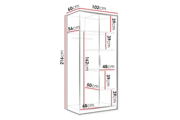 Gudelia Garderob 102x216 cm - Grå - Products - Förvaring - Garderober & garderobssystem - Garderobsskåp