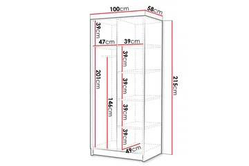 Julissa Garderob 100 cm - Svart/Guld - Products - Förvaring - Garderober & garderobssystem - Garderobsskåp