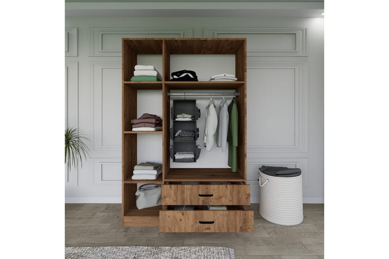 Yaman Garderob 120x181 cm - Valnöt - Products - Förvaring - Garderober & garderobssystem - Garderobsskåp