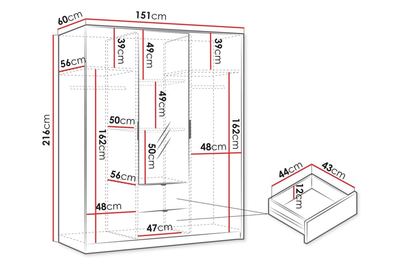 Gudelia Garderob 151x216 cm - Vit - Products - Förvaring - Garderober & garderobssystem
