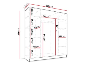 Herrljunga Garderob med Spegel 200x215 cm - Brun/Guld/Spegel - Products - Förvaring - Garderober & garderobssystem
