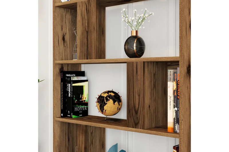 Timiza Bokhylla 90x20 cm 5 Hyllor - Mörkbrun - Products - Förvaring - Hylla - Bokhylla