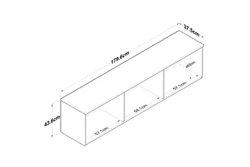 Jaibir Vägghylla 179,6x37,5 cm Brun/Vit - Hanah Home - Products - Förvaring - Hylla - Vägghylla