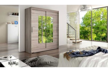 Leila Garderob Skjutdörrar Smal Fyrkantig Spegel - Beige/Trä/Natur - Products - Förvaring - Garderober & garderobssystem