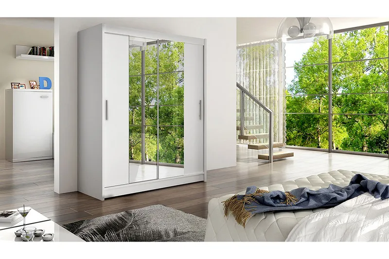 Leila Garderob Skjutdörrar Smal Spegel - Vit - Products - Förvaring - Garderober & garderobssystem