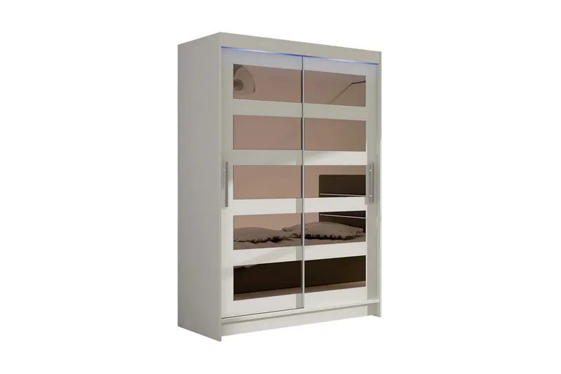 Miami Garderob 120x58x200 cm, Beige/Vit