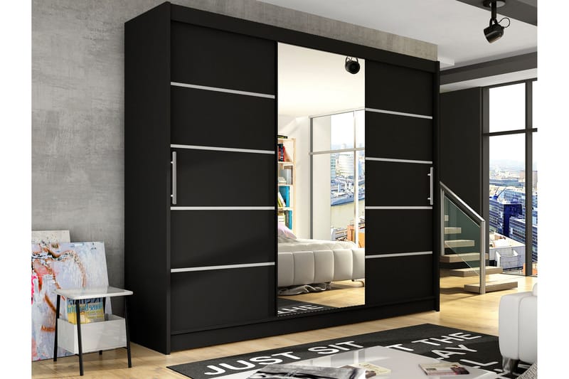 Sia Garderob med Spegel 250x215 cm - Svart - Products - Förvaring - Garderober & garderobssystem