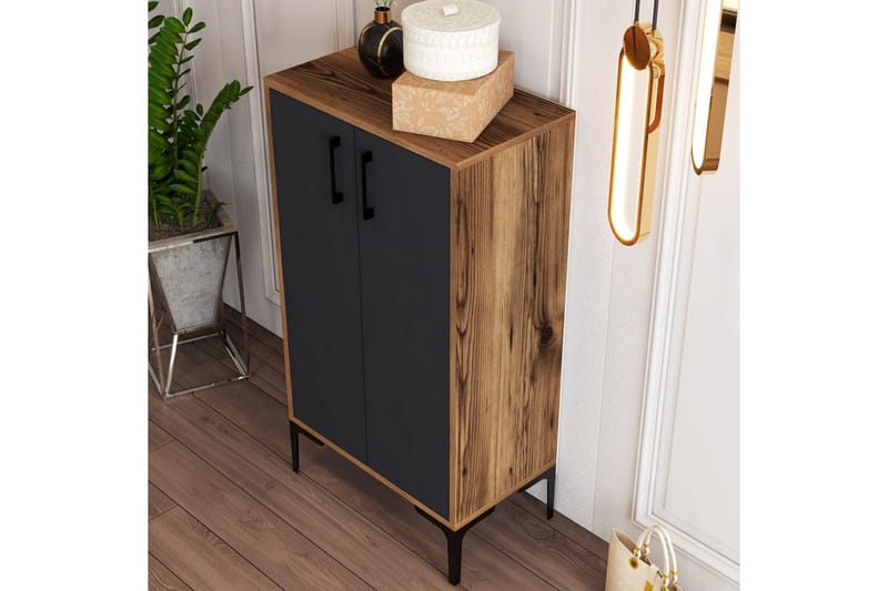 Babice Skoskåp 35x60 cm - Antracit/Valnöt - Products - Förvaring - Skåp - Förvaringsskåp
