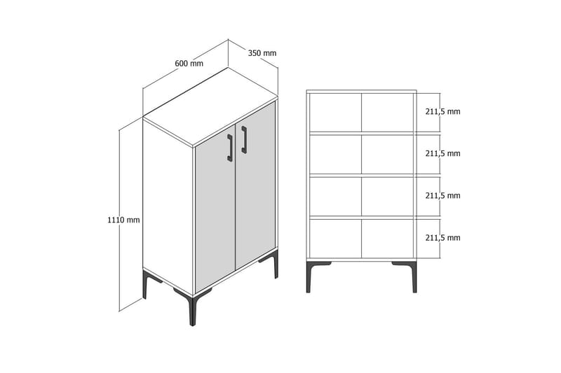 Babice Skoskåp 35x60 cm - Antracit/Valnöt - Products - Förvaring - Skåp - Förvaringsskåp