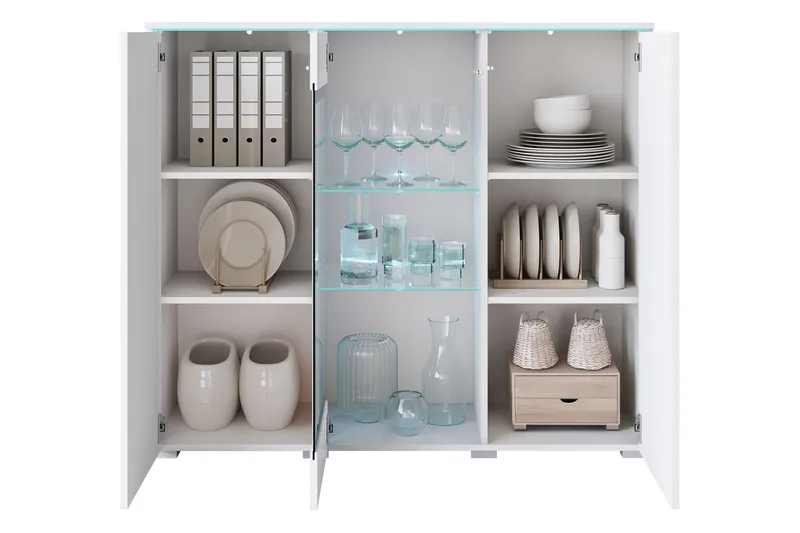 Sherie Vitrinskåp 120x104 cm - Vit - Products - Förvaring - Skåp - Vitrinskåp