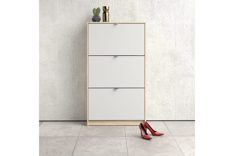 Shoey Skoskåp 3 Fack - Trä/natur/Vit - Products - Förvaring - Skåp - Förvaringsskåp